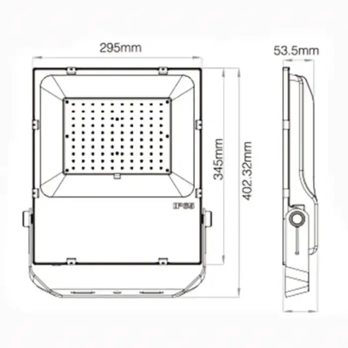 100W Wide Beam Colour Changing Floodlight Dimensions