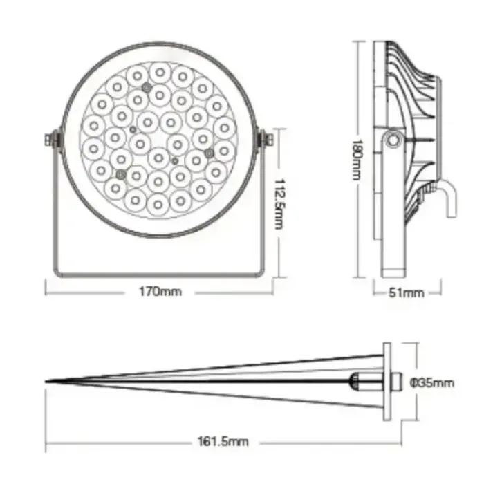 15W LED Spotlight Dimensions