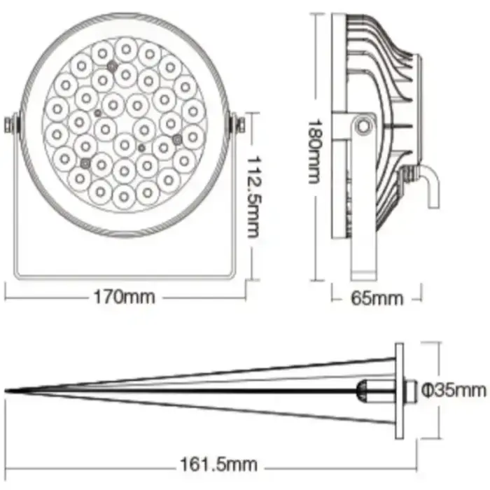 Colour Changing Spike Light Dimensions