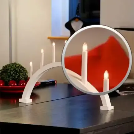 7 Lights White Candlestick Arch