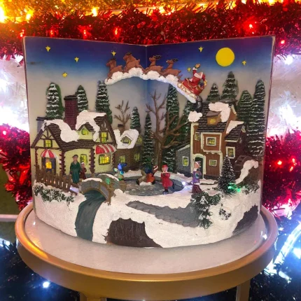 Book With Children Christmas Village Scene Set