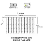 Connectable Indoor LED Curtain Lights 1.5M Dimensions