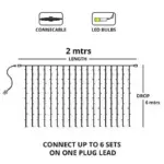 Connectable Indoor LED Curtain Lights 6M Dimensions