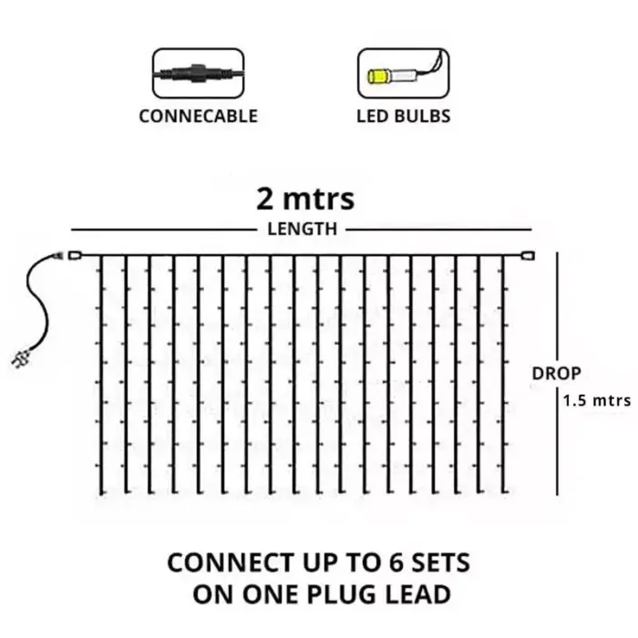 Connectable LED Curtain Lights Dimensions