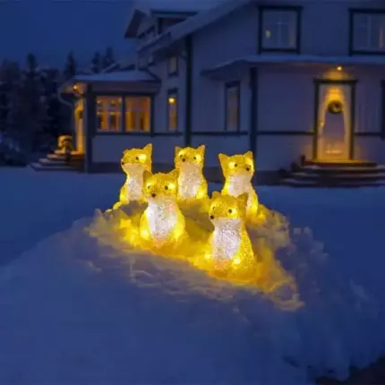 LED Acrylic Foxes Christmas Decor