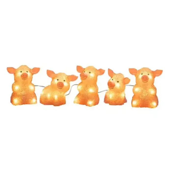 LED Acrylic Pigs Set Christmas Decor