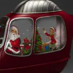 Santa helicopter Christmas table top decoration