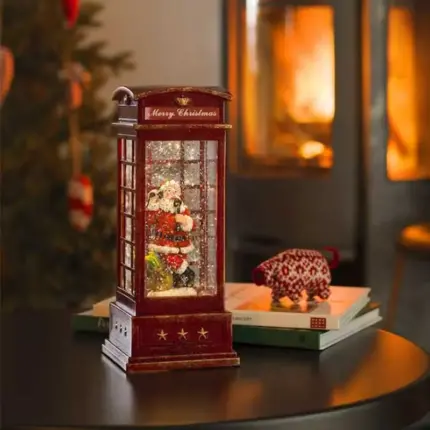 Santa Telephone Box Christmas Table Top Decoration