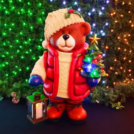 Large LED teddy bear with timer function 3D Christmas decor feature