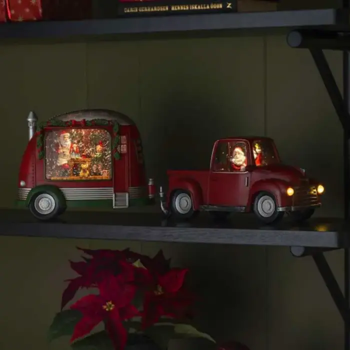 Red Caravan With Santa Tabletop Décor