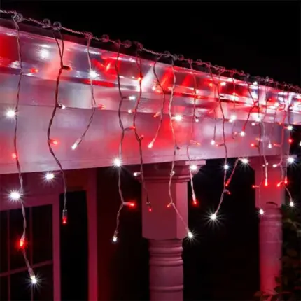 LED red with Ice white flash icicle Christmas lights for indoor and outdoor use