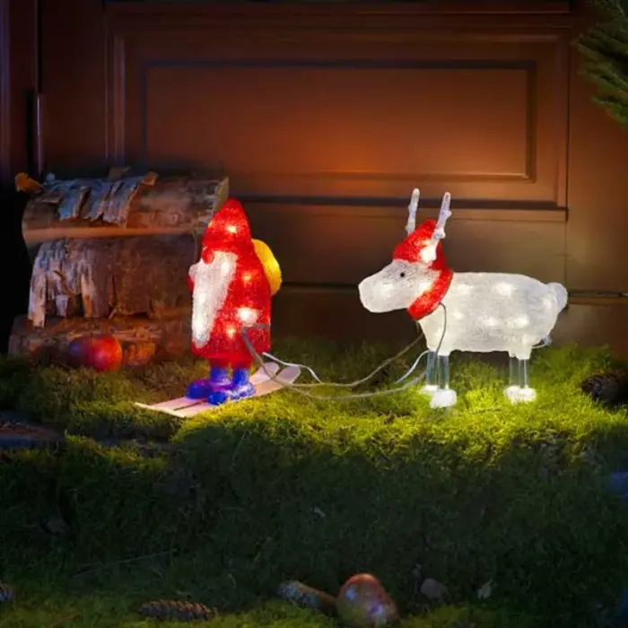 Santa With Reindeer Outdoor Christmas Decoration