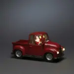 Water Lantern Red Pick Up Truck With Santa