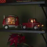 Water Lantern Red Pick Up Truck With Santa