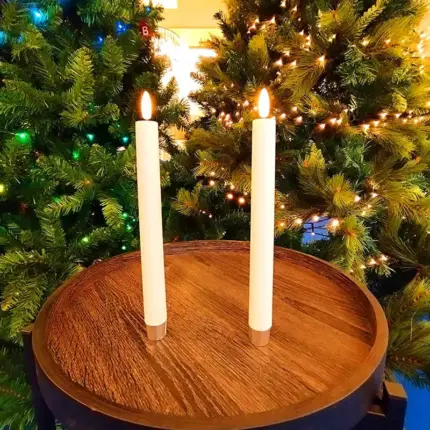 Battery operated LED Christmas candles in ivory colour made from real wax