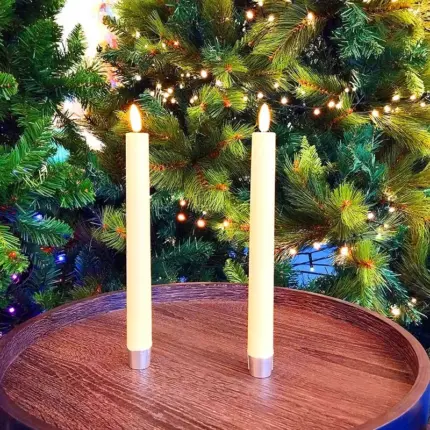 Battery operated LED Christmas candles in ivory colour made from real wax