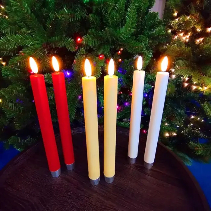 Battery operated LED Christmas candles made from real wax