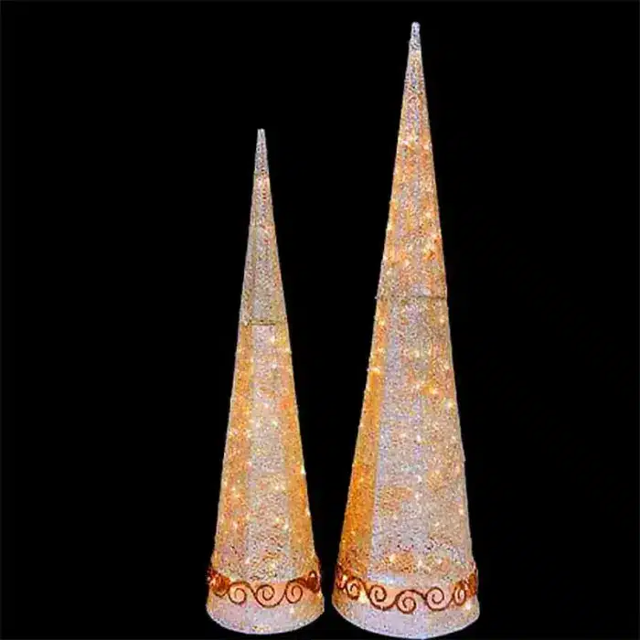 Gold Mesh Christmas Cone Trees