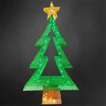 Pre Lit Mesh Fabric Christmas Tree