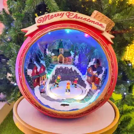 Animated Musical Christmas Ball With Children Tabletop Décor