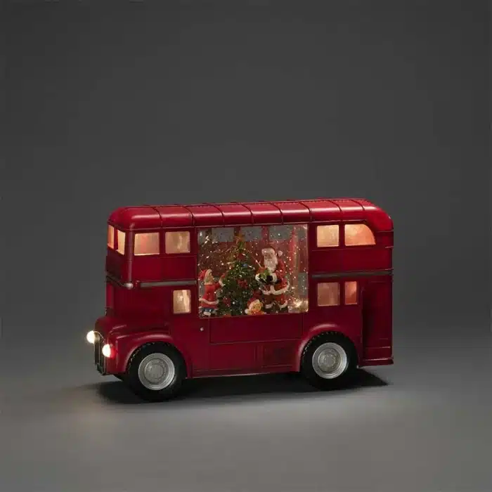 Battery Operated Water Lantern Santa Red Bus