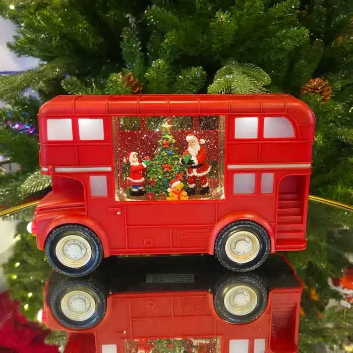 Battery operated water lantern Santa red bus Christmas table top decoration