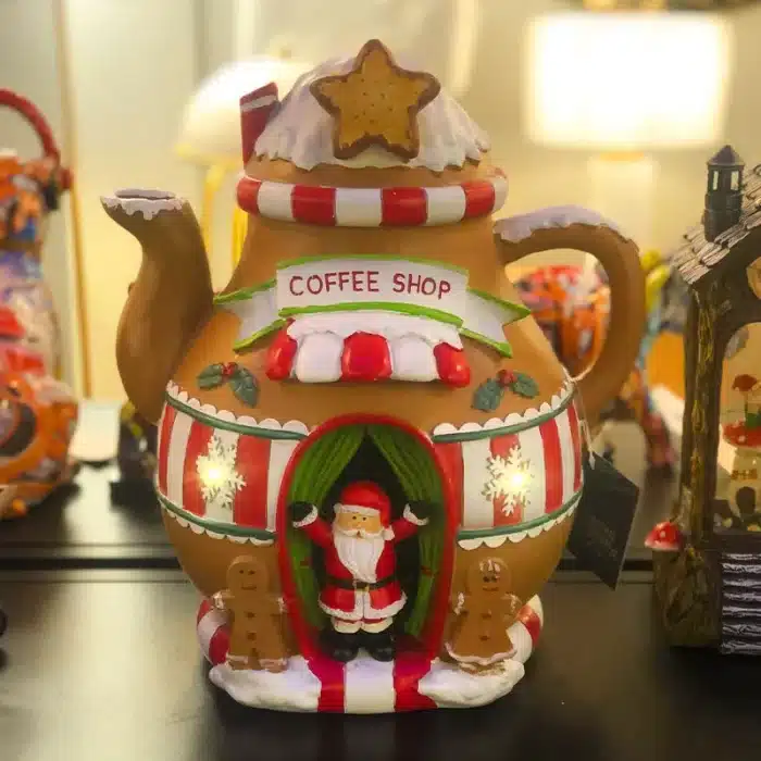 Santa Teapot Coffee Shop Table Decoration