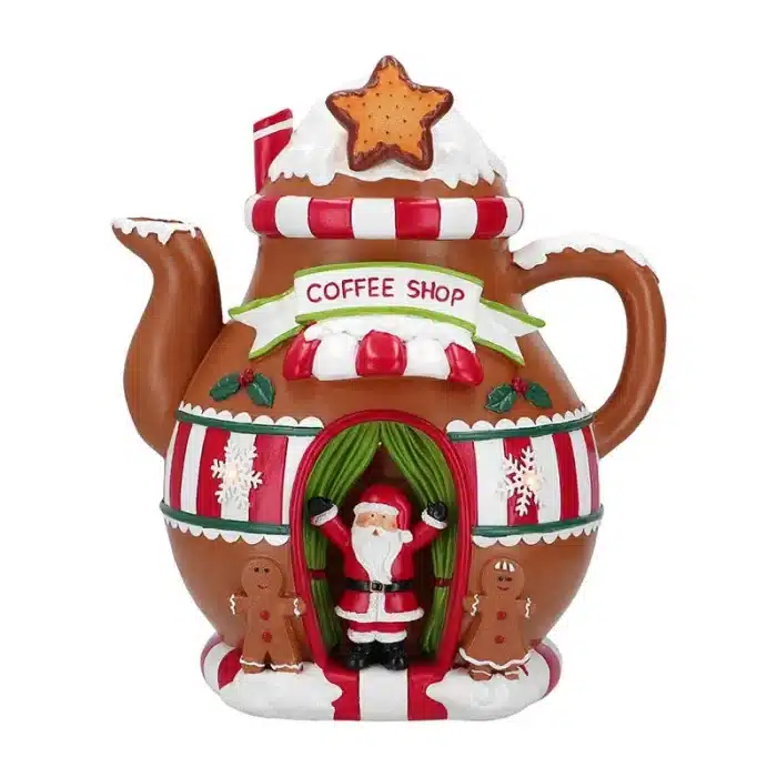 Santa Teapot Coffee Shop Christmas Table Top Decoration