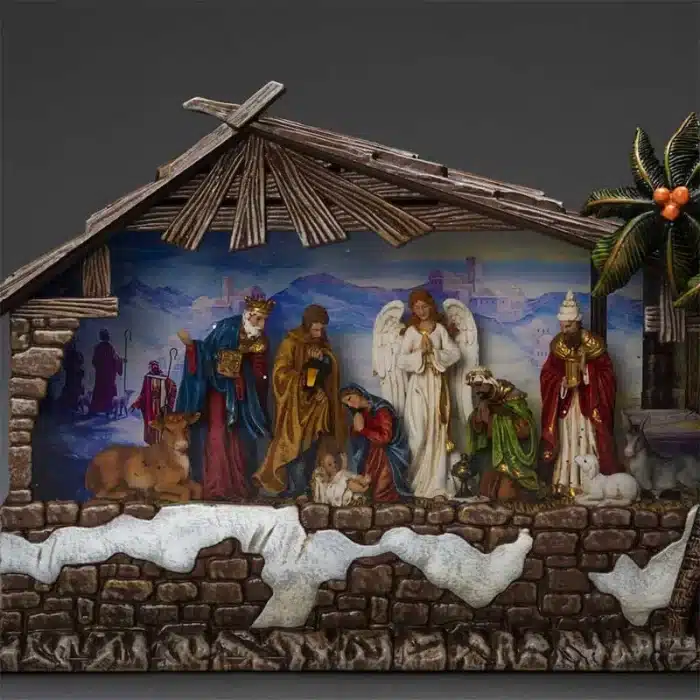 Water Lantern Nativity Scene With Timer