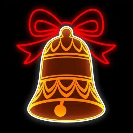 2D Christmas Bell With Red Bow Decoration