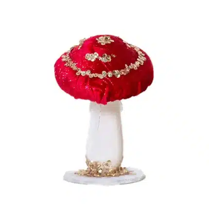 Big Red and Gold Mushroom Christmas Decoration