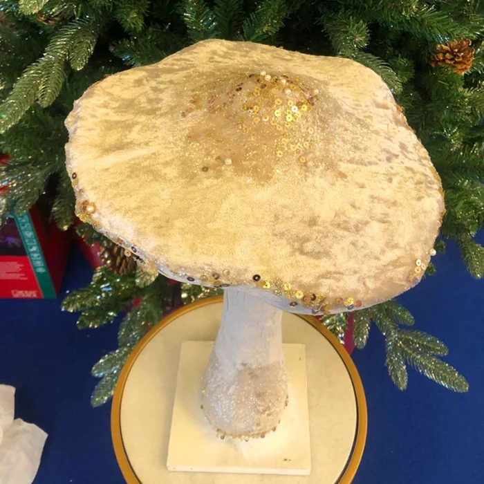 Large Champagne Mushroom Christmas Tabletop Decoration