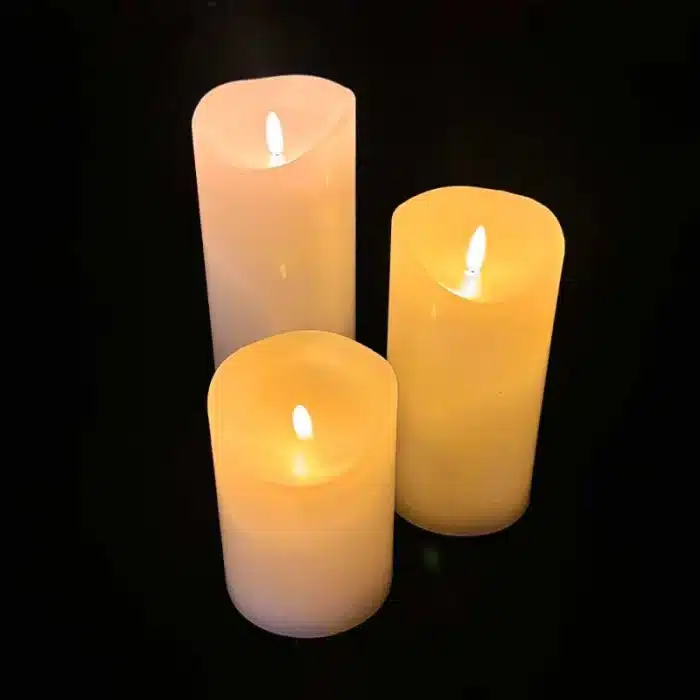 Set of 3 Battery Operated White Christmas Candles