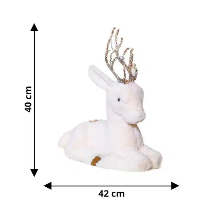 White Sitting Deer Christmas Decoration