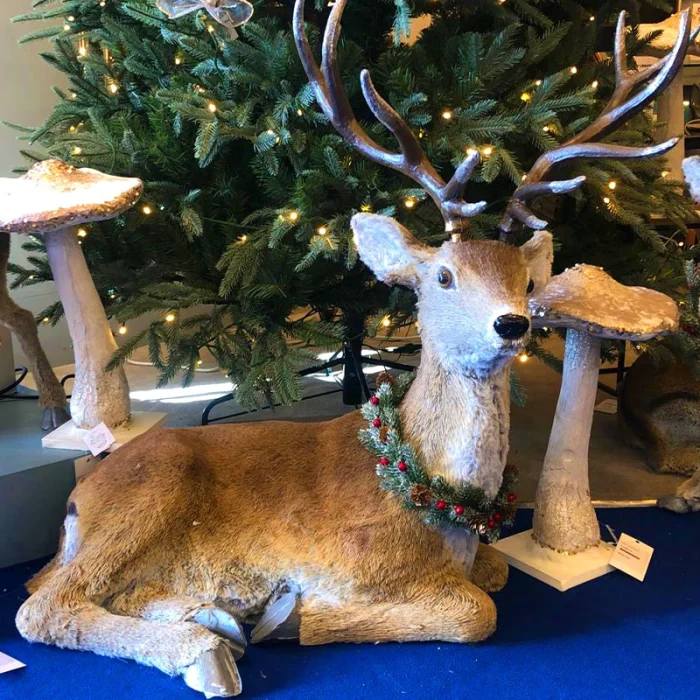 Woodland Sitting Deer Indoor Christmas Decoration