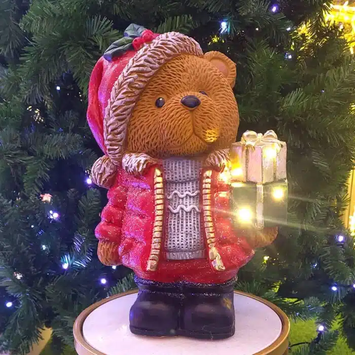 Standing Teddy Bear With Gift Boxes Christmas Table Top Decoration