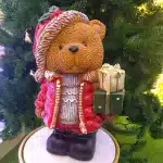 Standing Teddy Bear With Gift Boxes Christmas Table Top Decoration