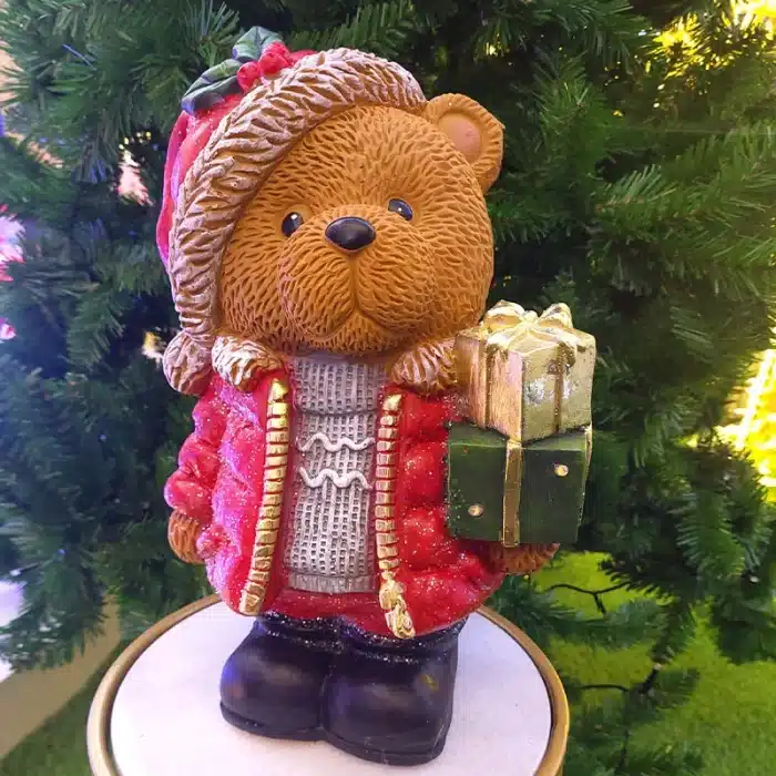 Standing Teddy Bear With Gift Boxes Christmas Table Top Decoration