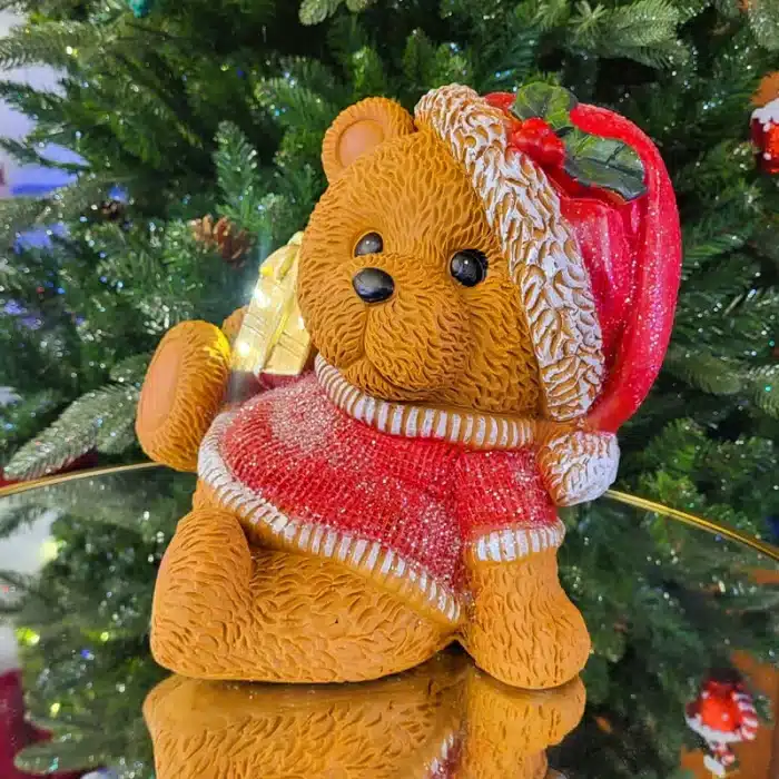 Teddy Bear With Gift Box Christmas Table Decoration