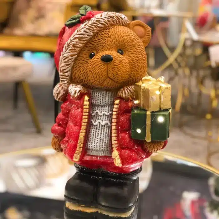 Teddy Bear With Gift Boxes Christmas Table Decoration