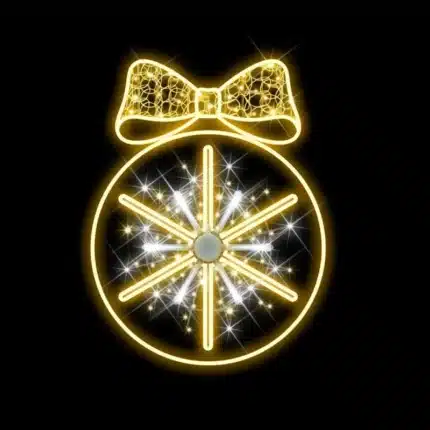 Chasing effect Christmas bauble with bow 2D decoration for outdoor use
