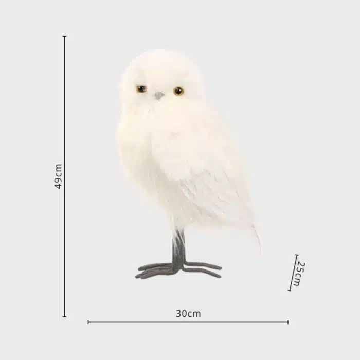 Furry long hair owl with smooth head Christmas decoration dimensions
