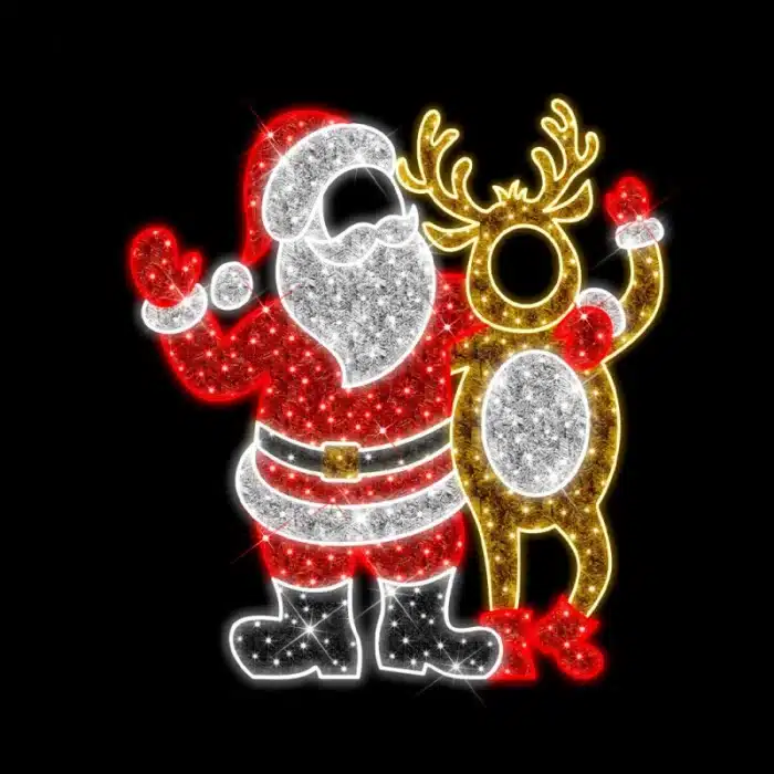 Santa with Rudolph 2D Christmas decoration selfie feature for outdoor use