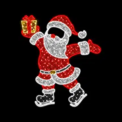 Skating Santa 2D Christmas decoration feature for selfie photo moments