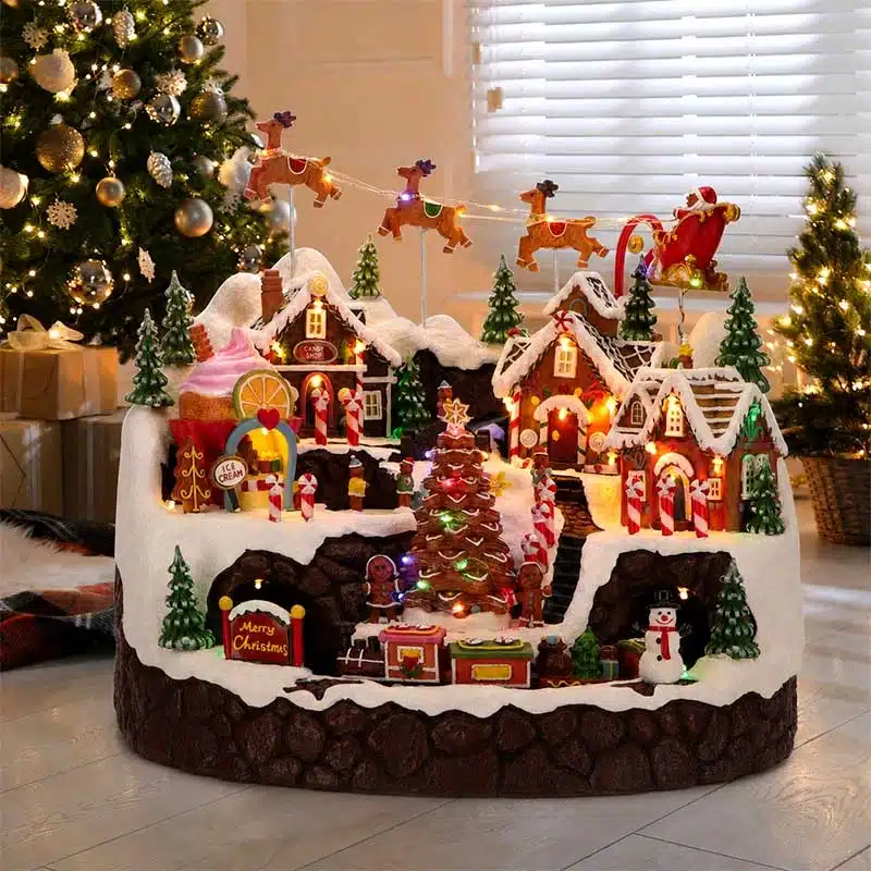 Animated-Candy-House-Christmas-Village-with-Train-Display Animated candy house Christmas village with train display