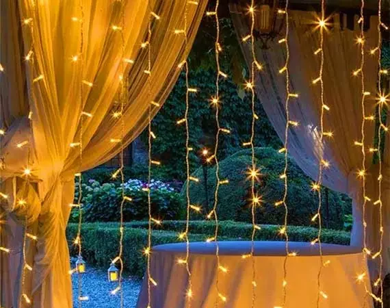 LED warm white curtain lights